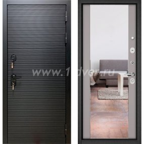 Входная дверь Бульдорс (Mastino) Trust MASS-90 черный матовый 9S-181, эмаль светло-серая 9S-164, зеркало - входные двери в квартиру с установкой